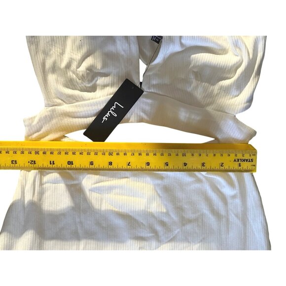 Lulus Divide and Contour White Ribbed Cutout Bodycon Midi Dress Sz Medium Womens - Picture 12 of 16